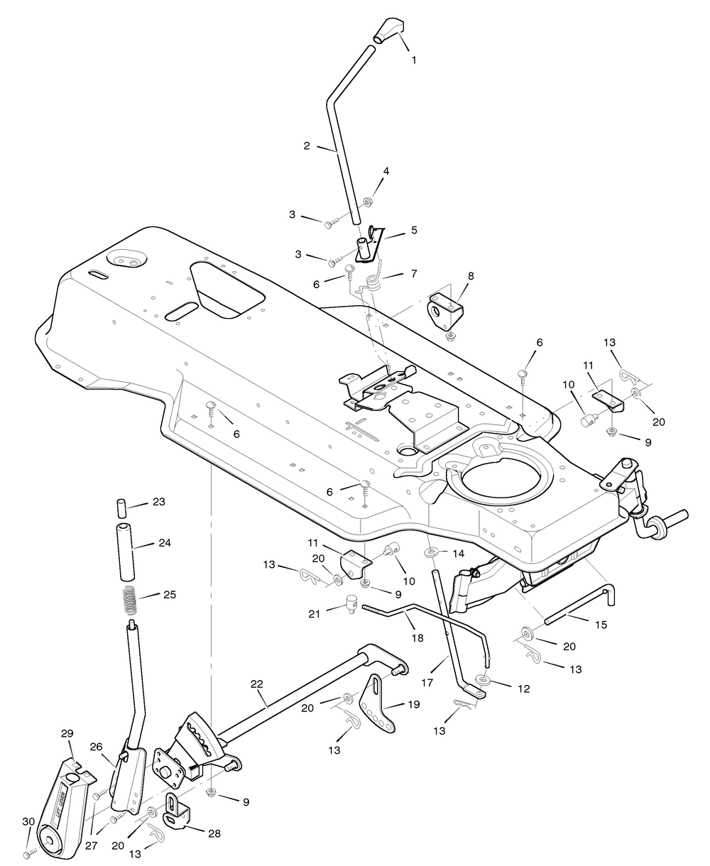 Mower Housing Suspension Diagram and Parts List for 46906X99A 1996 Briggs and Stratton Lawn Tractor